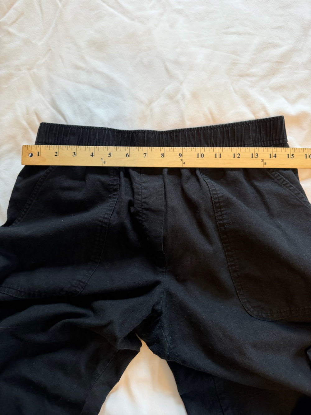 Zara Wide-Leg Black Women's Pants Elastic Waist- Cotton/linen-pockets-Tall/Small - Picture 4 of 12